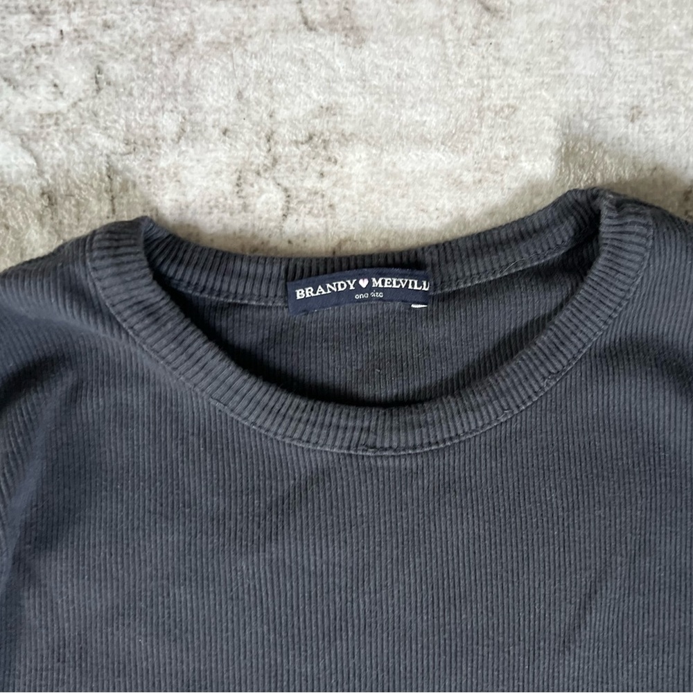 Brandy Melville Charcoal Ribbed Bodycon Long Sleeve Dress